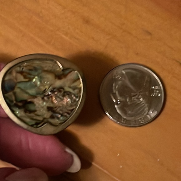 Organic Boho Abalone Goldtone Stretch Statement Ring O/S - Picture 7 of 7